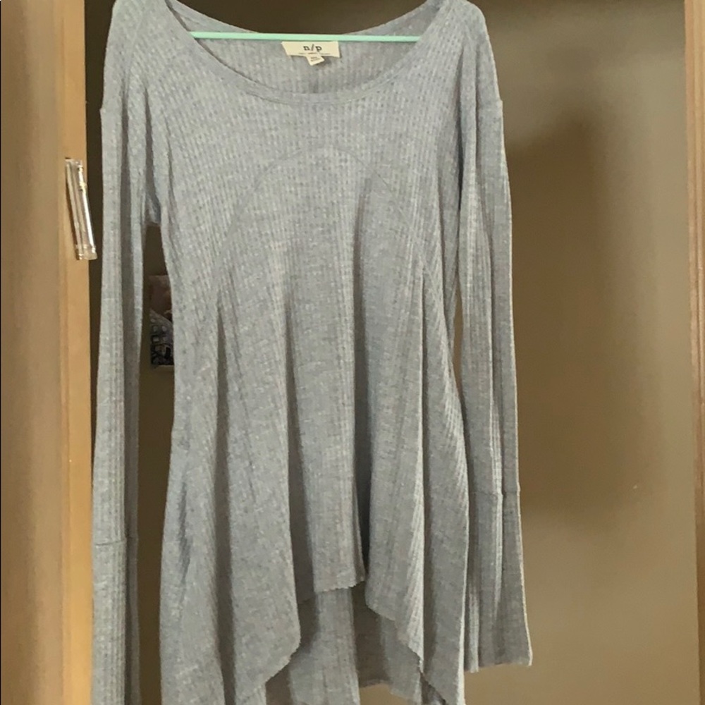 Grey waffle long sleeve top